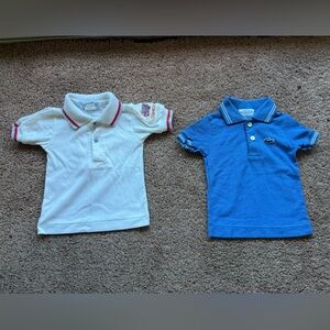 TWO vintage polos short sleeve 3-6 months izod lacoste oshkosh truck embroidery